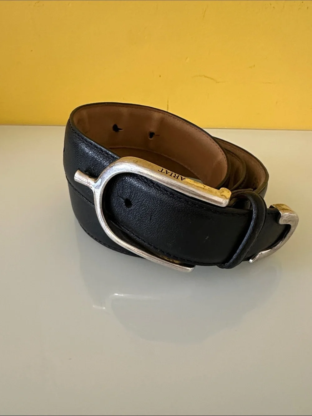 Ariat Black Leather Spur Buckle Belt Unisex Size 34